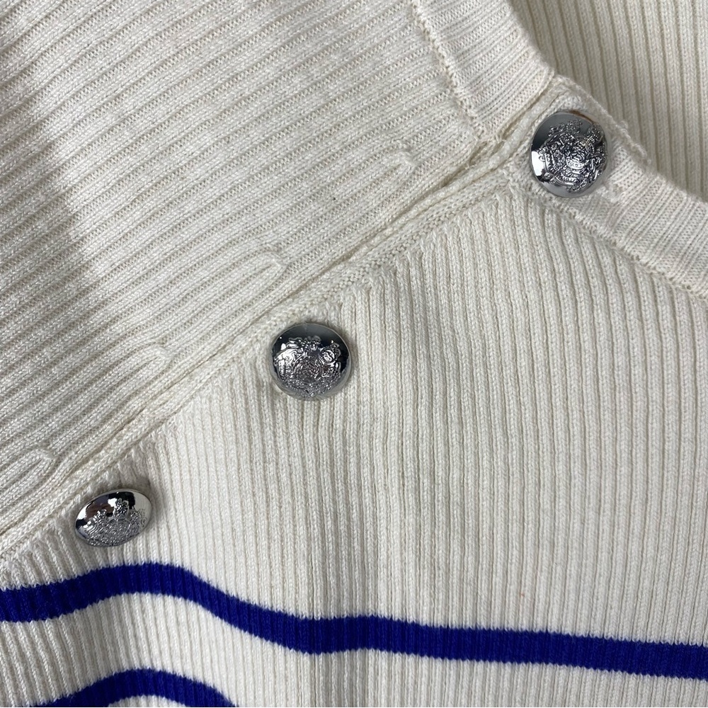 Lauren Ralph Lauren Striped Sweater Cream Blue Nautical Size 1X NWT - Picture 5 of 10
